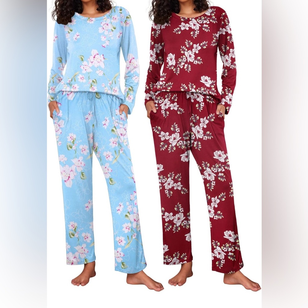 2 Floral Print Pajama Sets